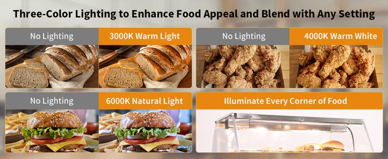 【Valentine's Day Gift】Food Warmer, 2-Tier Commercial Pizza Warmer with LED Lighting, Adjustable Thermostat, Removable Shelves, Countertop Food Heater Pastry Display Case for Buffet Restaurant, Cafe, Catering, Party Server