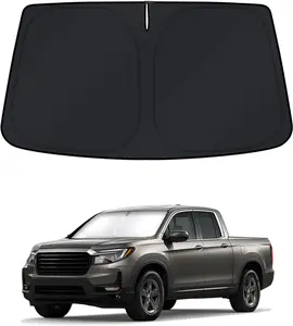 Canvcle Windshield Sunshade for Honda Ridgeline 2017-2025 Custom Fit Double Thickness UV Protection Foldable Sun Visor Cover Silver/Black