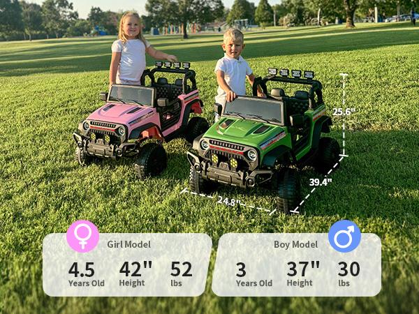 12V 4WD/2WD Kids Ride on Truck Car Electric Jeep with Remote Control & Lights for Boys Girls