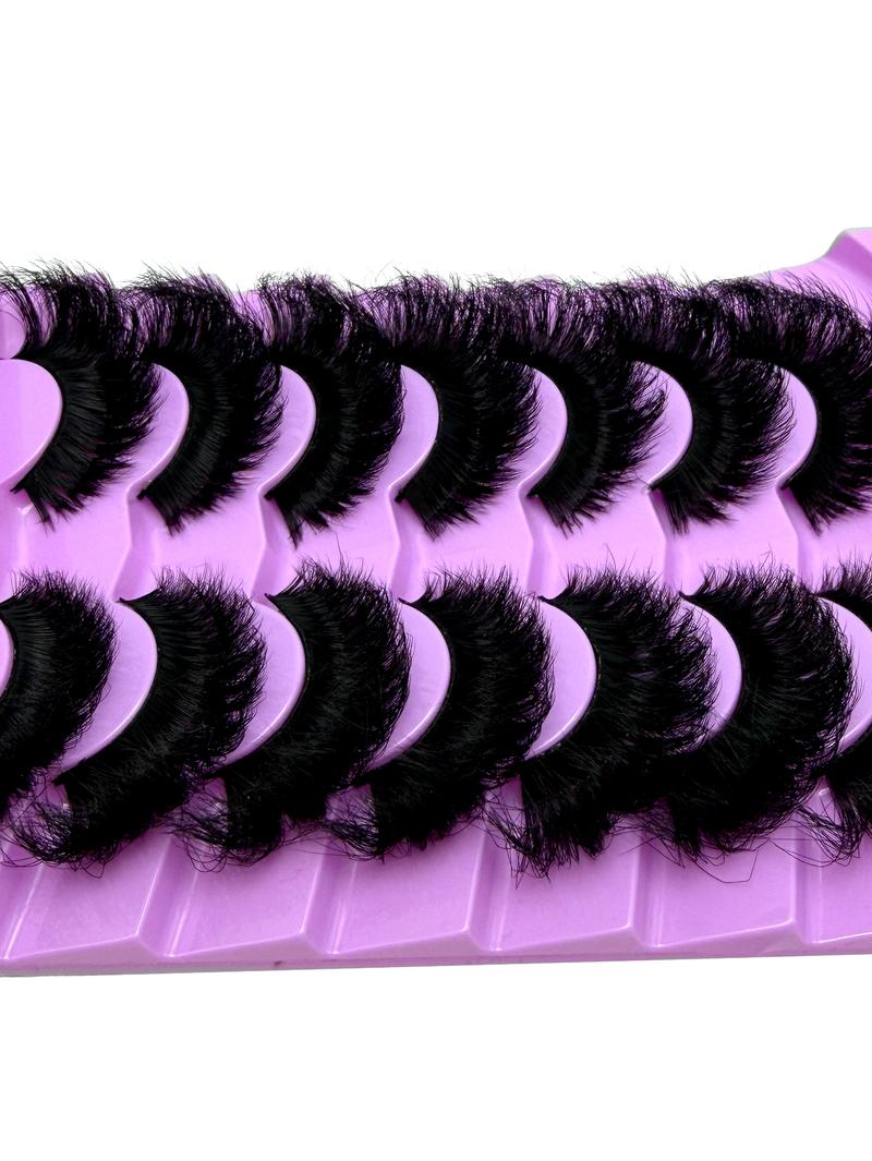 7 Pairs Natural Looking Thick & Fluffy Faux Mink 3D Eyelashes, Russian Volume Lashes Drama Messy Mink Eyelashes, Smart Long Winged Fox Eye Lifting & Lengthening Eyelash Extension Kit, Full Lash Strip Reusable For Daily & Party Use
