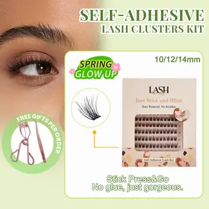 Lashterally Sassy Wispy Self-adhesive Lash Clusters Kit Glue Free Natural Cluster Lashes Extension 5D Fluffy False Eyelashes 10mm/12mm/14mm Clusters Makeup Cosmetic