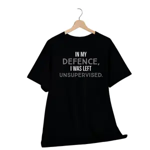 Men's Casual Tee Featuring 'In My Defence I Was Left Unsupervised' Quote