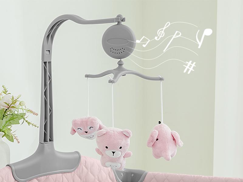 Baby Bassinet & Bedside Sleeper, Portable Baby Crib for Newborns and Infants, Foldable Playard with Mattress, Diaper Changer, Music Mobile for Nursery