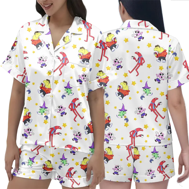 Smiliingg Friiends Cartoon Short Pajamas Set, Funny Cute Character Collection Design Loungewear, Gift For Fans, Merch Comfy Sleepwear | 210126.R0388.ID02