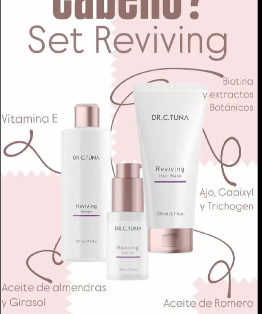 Dr Tuna Farmasi Set Reviving Volume Brush Heatless Hair Styling Double-Sided Lengthening Volumizing Smooth Molding Gel Sea Salt Spray Shampoo