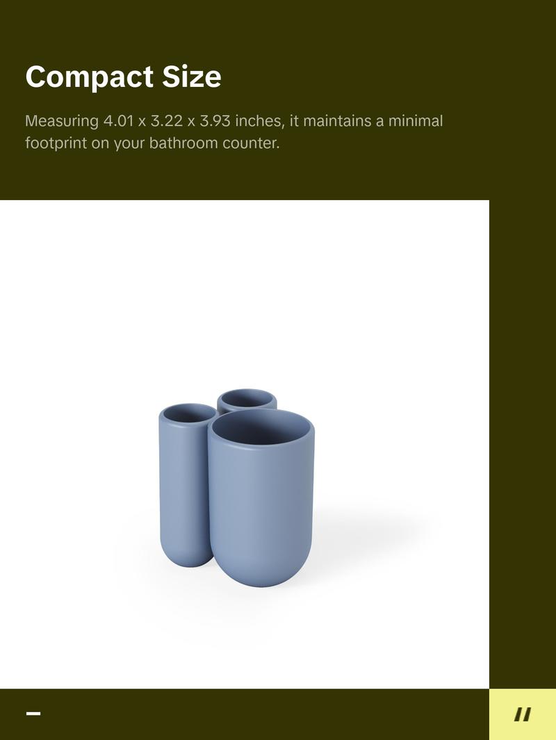 Umbra Touch Toothbrush Holder, Modern Organizer with 3 Compartments, Compact Design, Made with Recycled Plastics - Choose Your Pack Box Matte