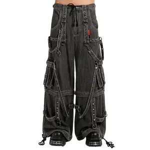 Tripp NYC Denim Strap Zip Off Pants [Black Denim]