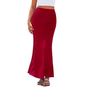 PrettyGarden Women Fitted Mesh Mermaid Skirt Spring Summer Casual High Waisted Ruched Maxi Long Bodycon Going Out Skirts