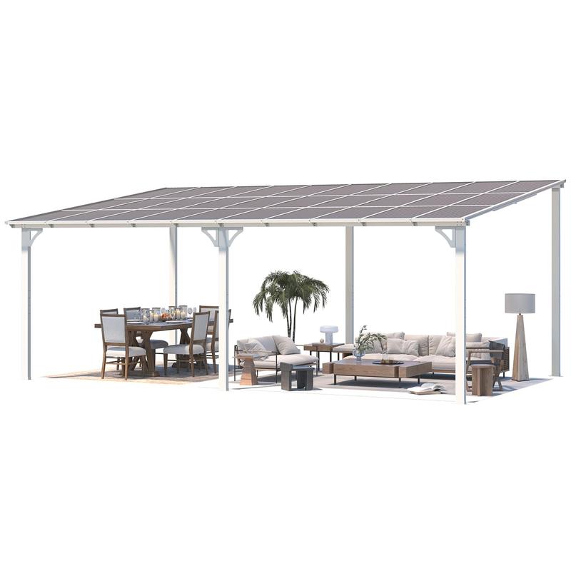 AECOJOY Pergola Gazebo,Wall Mounted Pergolas and Gazebos on Clearance, Outdoor Patio Lean to Gazebo Metal Awnings for Deck, Porch, Backyard and More