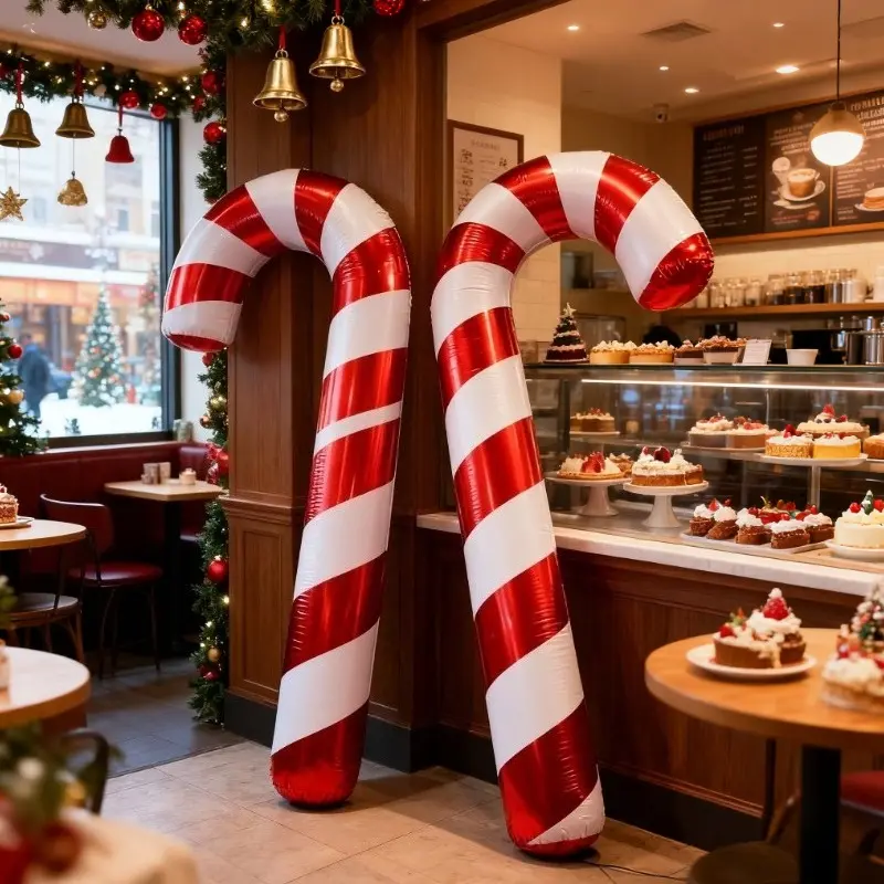 4-Pack - Extra Large 115cm/45inch Red and White Striped Candy Cane Balloons - Ideal for Christmas Party Decorations, Perfect for Christmas Trees, Weddings, Birthday Party Decor & Arrangements, Suitable for Indoor and Outdoor Use, Photo Props