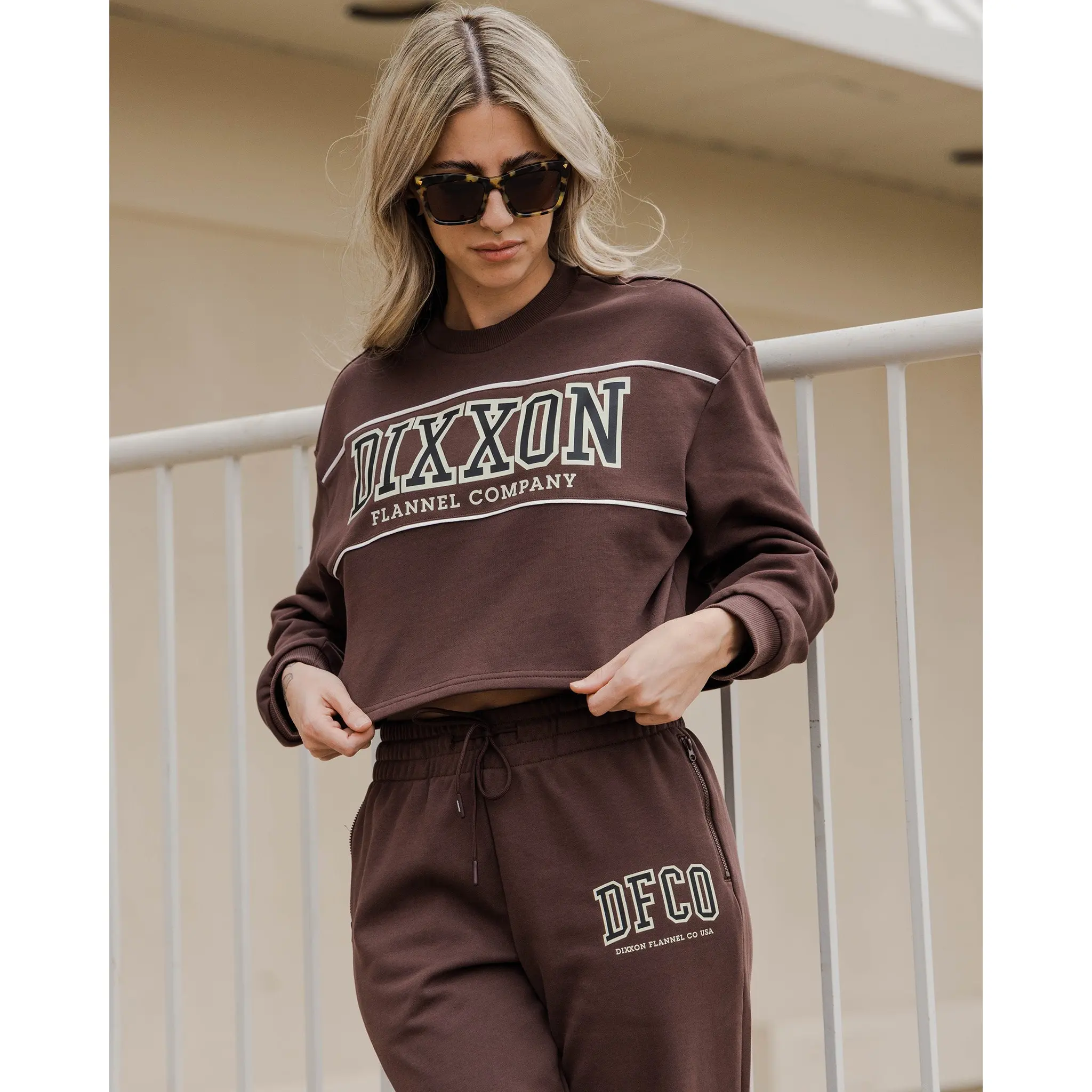 Women's DFCO Cropped Crewneck Sweatshirt - Brown