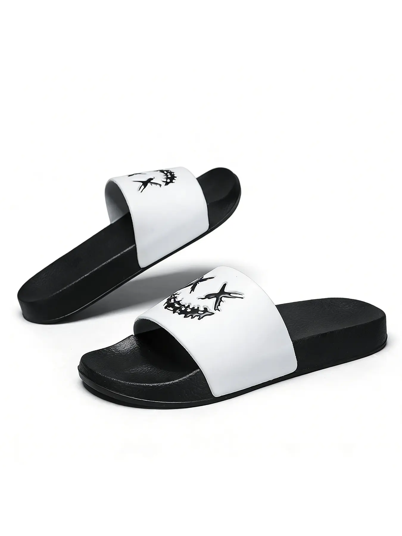 Men's Graffiti Anti-Odor Colorblock Soft Comfortable Slip-On Slippers, Korean Style Outdoor Non-Slip Cool Slippers, Summer Slippers, Footwear