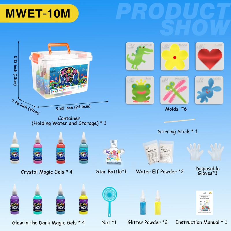 Kiditos Magic Water Elf Toy Kit with Magic Gels and Shaping Molds – Spark Creativity, Perfect for Holiday Presents, Birthday Surprises, Party Tokens, and Engaging Family STEM Activities.