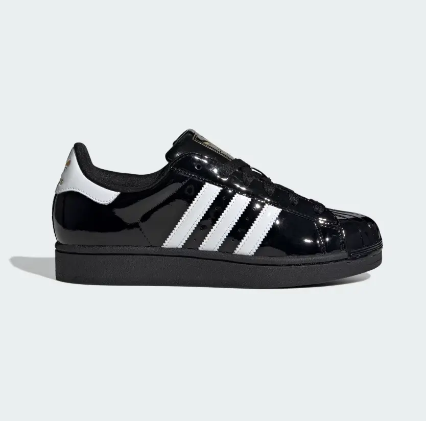 Adidas Superstar II Womens Sneakers Core Black Cloud White Gold Metallic Casual Shoes JS4009