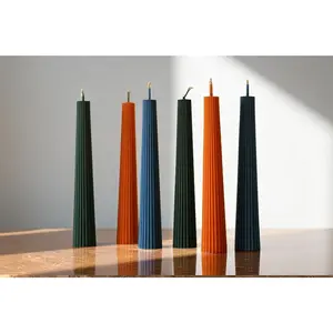 Stylish Ribbed Taper Candle