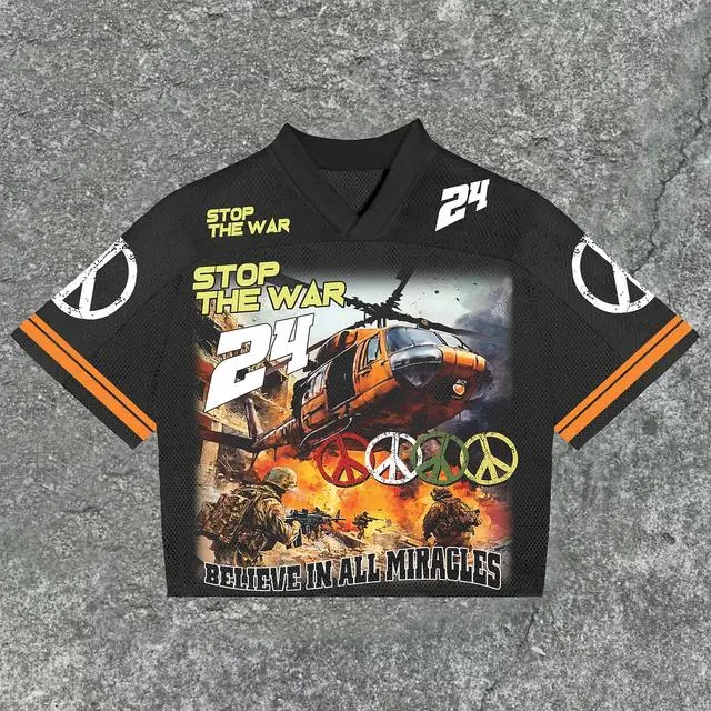 Sopula Warzone Stop The War No 24 Graphic Print Blokecore Blokette T-Shirt