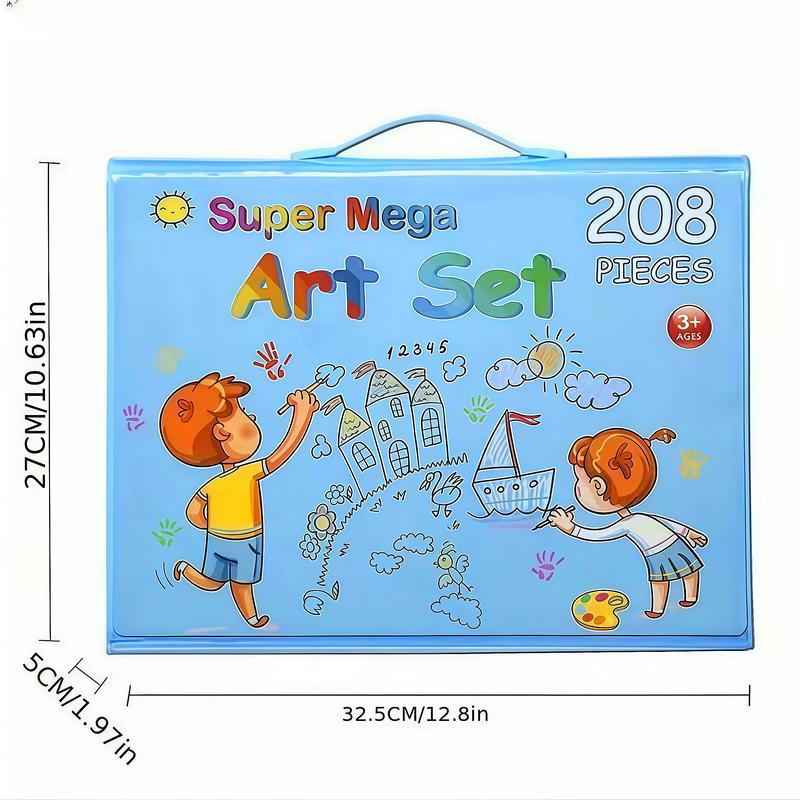 208-Piece Drawing Art Kit, Gifts for Kids Girls Boys Teens, Art Set Crafts Case with Double Sided Trifold Easel, Includes Sketch Pads, Crayons, Colored Pencils