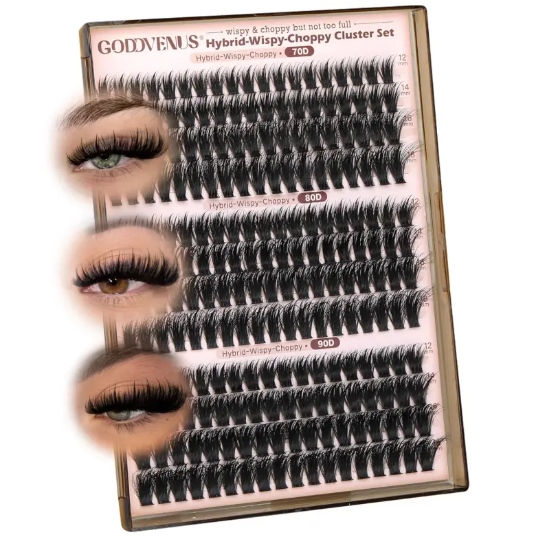 Wispy Lash clusters Hybrid Cluster Eyelash Extensions Natural Fairy Eyelash Clusters D Curl Individual Lashes Fluffy False Eyelashes (70D 80D 90D 12-18mm Mixed)
