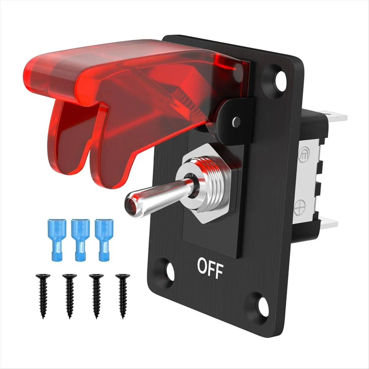 12V DC 20A SPST Lighted Toggle Switch - 3-Pin ON/Off, Panel Mount, Plastic Body, LED Illuminated with Mounting Panel for Cycling Outdoor Recreation Equipment, Functional