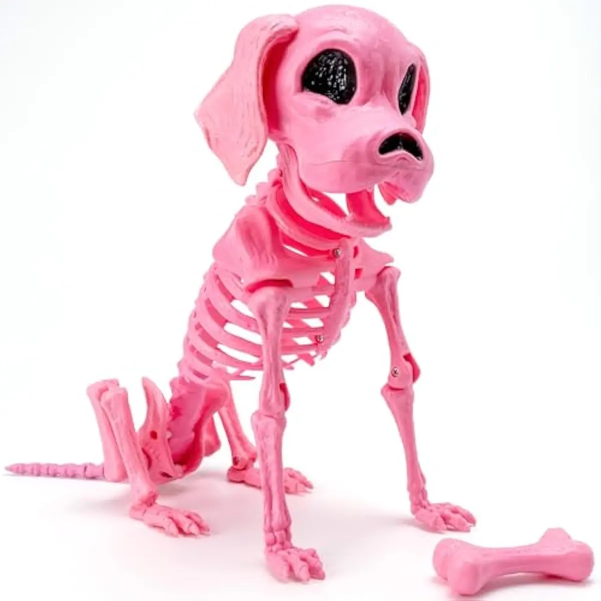 Posable Dog Skeleton Halloween Decoration Full Body Movable Joints Realistic Skeleton Puppy for Indoor Outdoor Graveyard Party Haunted House Party Decor(9.8 X 4.7 X 12.6)