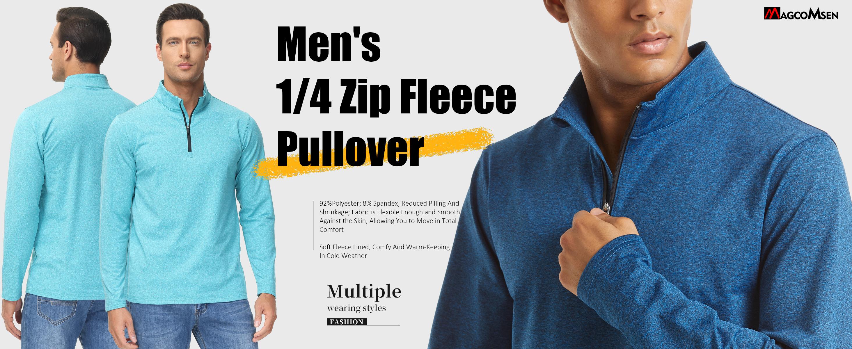 MAGCOMSEN Men's Running Athletic Shirts 1/4 Zip Fleece Pullover Long Sleeve Spring Sweatshirts