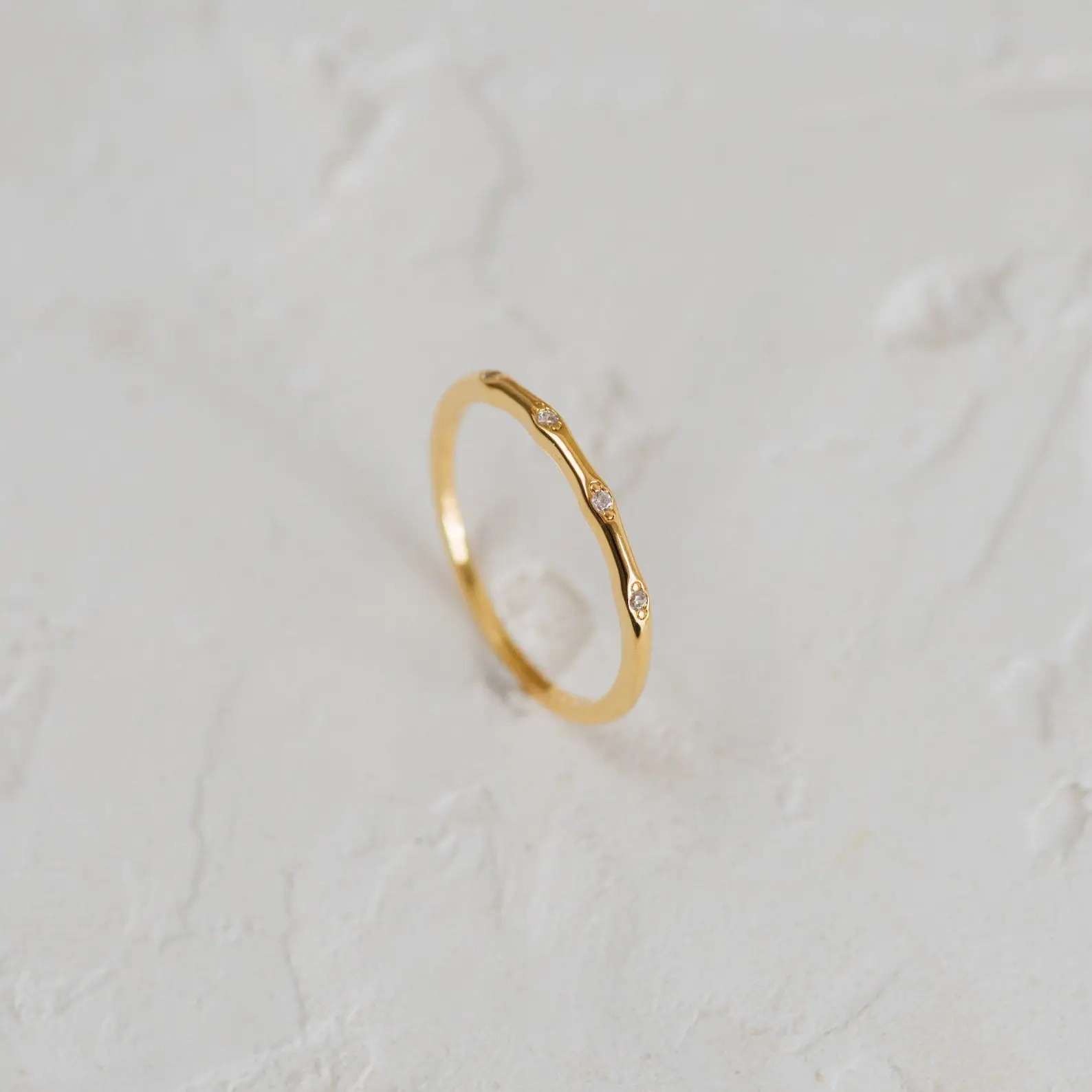 Juliet Diamond Ring by Caitlyn Minimalist - Thin Stacking Crystal Ring in Gold - Dainty Jewelry - Anniversary Gift for Girlfriend