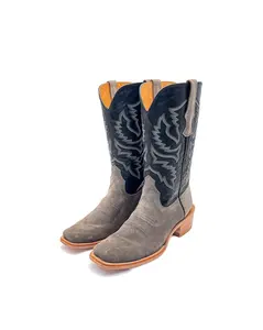Cowboy Boot in Gray Rough Out Cutter Toe