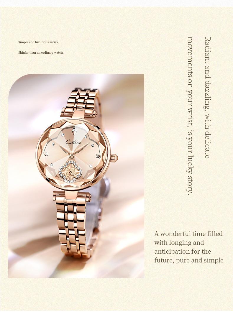 【TikTokShopStockUp】Watches Valentine’s Day Gift Watches Elegant Watch Luxury Women's  Watch NewYear Gift  with Four-Leaf Clover Diamond Dial Water-Resistant Scratch-Resistant Adjustable Strap Fashionable Design Suitable for wearing on all occasions