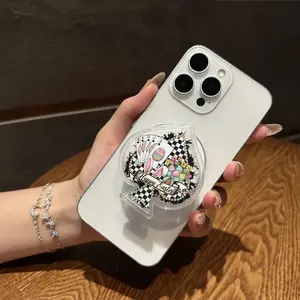 Aesthetic Western Easter Magnetic Phone Grip, Checkered Turquoise Cowboy Magsafe Kickstand, Trendy Retro Boho Easter Egg Hunt Gift For Her