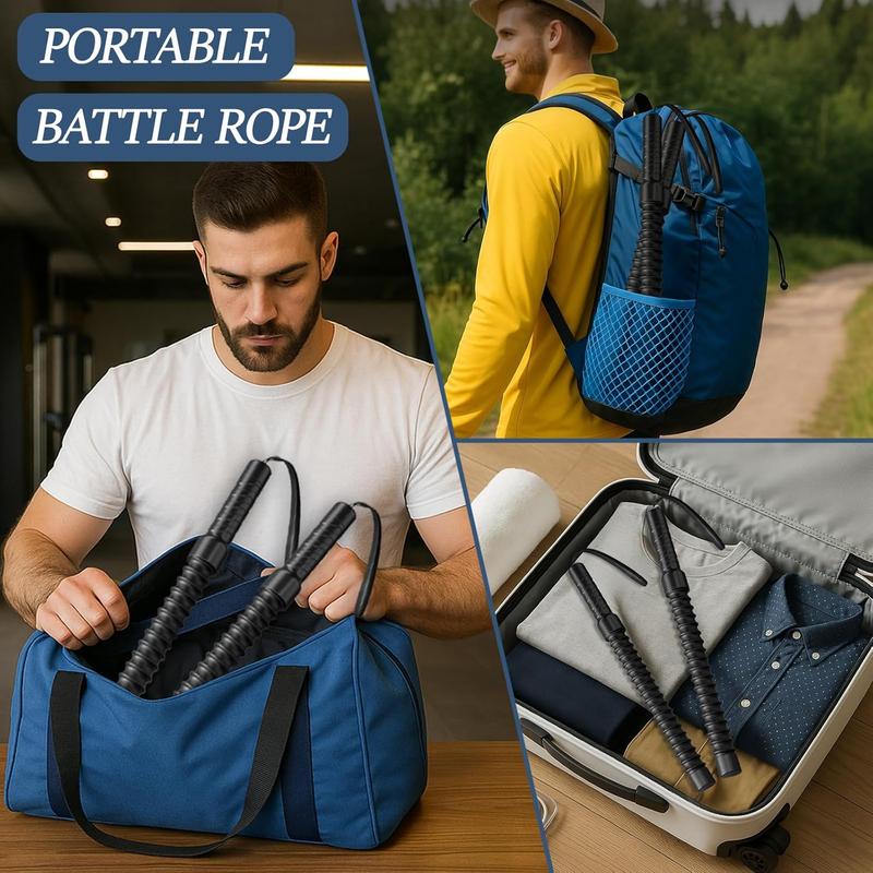 [Home Fitness]2-in-1 Detachable&Spliceable Ropeless Battle Ropes&Fitbar,Pilates BarCardio Trainer for Home Gym-Quiet Portable Steel Handle Construction Compact Premium Material Ideal for Fitness Enthusiasts Workout Equipment Training Strength,Holiday