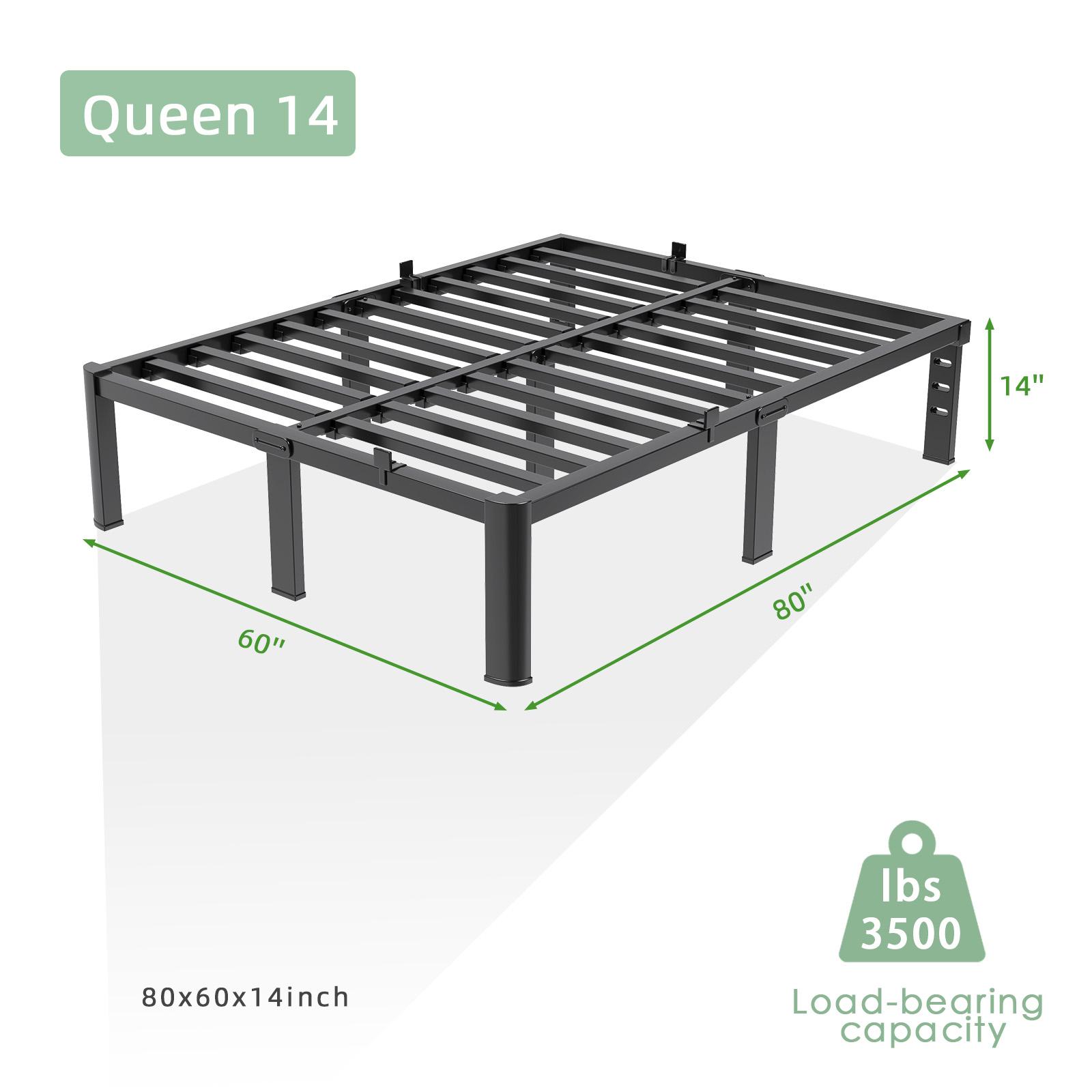 COZPAW Queen Size Metal Platform Bed Frame with Storage - 14/ 18 Inch Height, Heavy Duty 3500 lbs Capacity, Anti-Squeak Design, No Box Spring Needed, Easy Assembly
