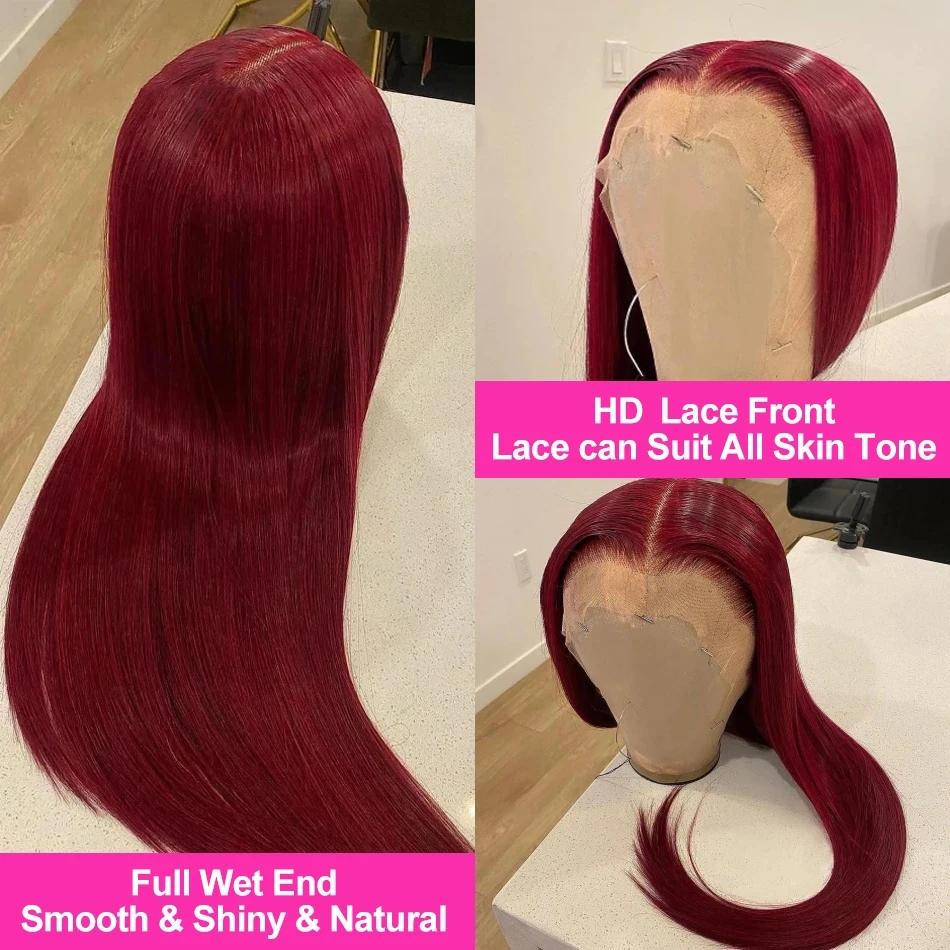 [Super Sale] Hot Star 13x6 HD Lace Front Wig Human Hair Wigs 99J Red Burgundy Colored Pre Plucked Lace Frontal P4/27 Highlight Human Hair Straight Wigs Honey Blonde Body Wave Wigs