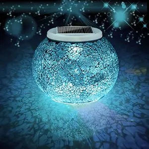 Aukora Color Changing Solar Powered Glass Ball Garden Lights, Table Lamps Waterproof Night Light for Patio, Bar, Party, Yard, Room, Wine Cabinet, Outdoor/Indoor Decorations, Ideal Gift(Crack Glass) outdoorfun