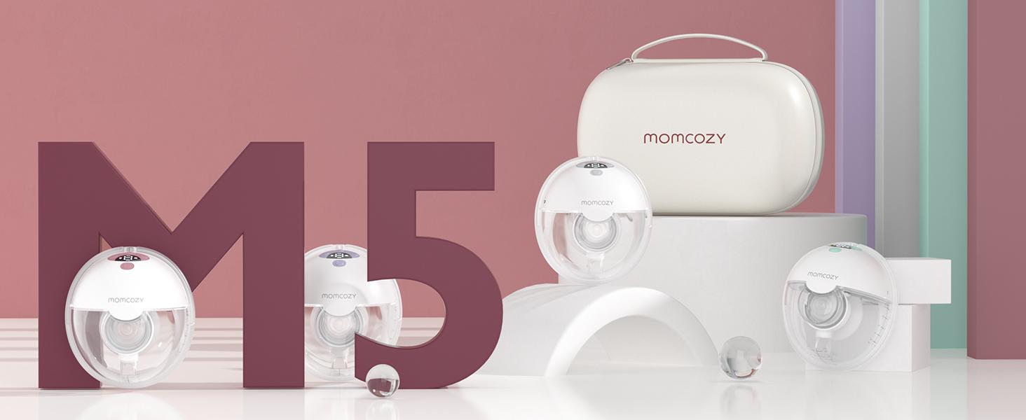 Momcozy M5 Hands-Free Wearable Breast Pump, Double-Sealed Flange for Baby-Like Comfort, 3 Modes & 9 Suction Levels, Portable Electric Pump – 24mm, -【B】