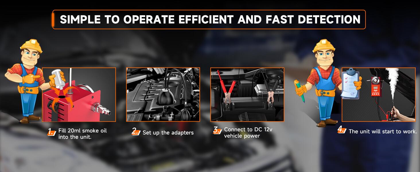 ANCEL L100 Automotive Smoke Machine EVAP Smoke Leak Detector with Digital Pressure Gauge, Air Smoke Dual Modes, Automotive Car Vacuum Leakage Locator All Systems Leak Detector for All Pipes Car Truck
