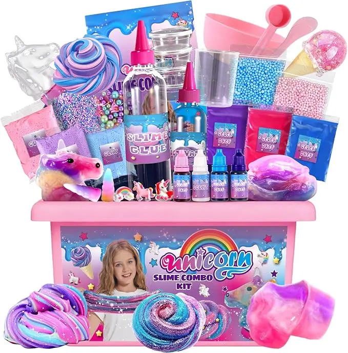 Mini Unicorn Slime Kit for Girls Ages 6-12  Butter Crunchy & Galaxy Slime Making Kit DIY Unicorn Slime Set Party Favors Birthday Gifts Arts & Crafts Toy for Kids