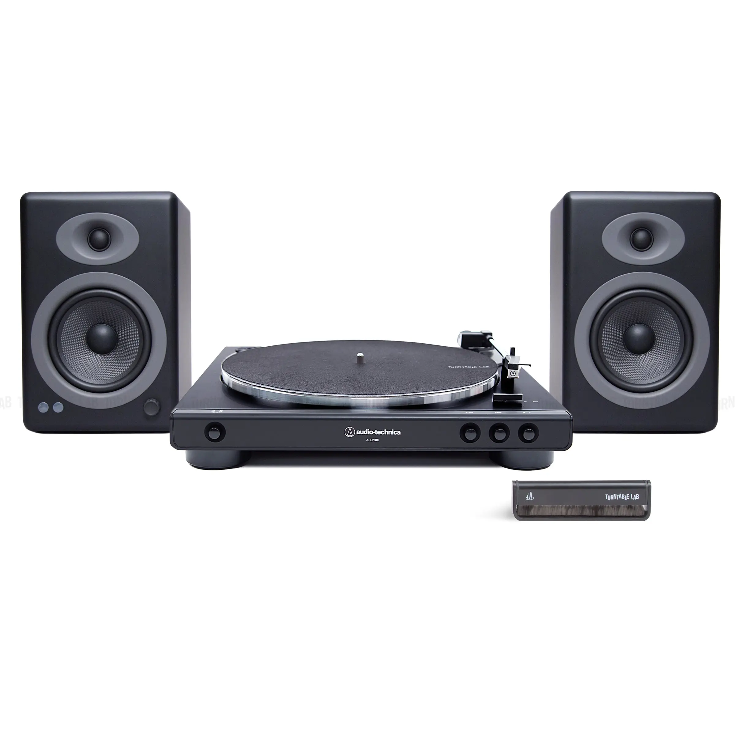Audio-Technica AT-LP60X Vinyl Turntable & Audioengine A5+ Bluetooth Speaker Package - RCA Connections, Plug Compatibility for Computer Use