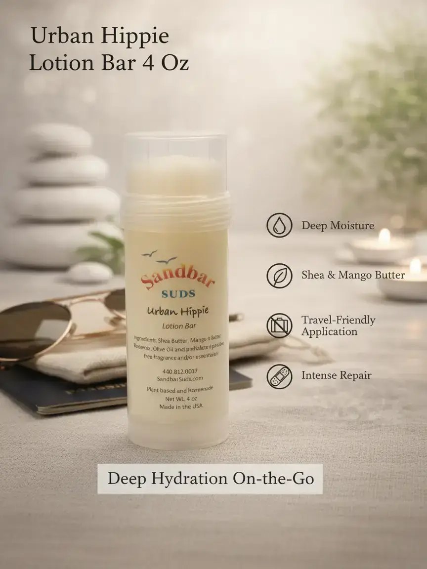 Sandbar SUDS Solid Lotion Stick - 4oz Jumbo Tube | Deep Moisture Shea & Mango Butter | Travel-Friendly Mess-Free Lotion | Intense Repair for Dry Skin | Handcrafted in USA