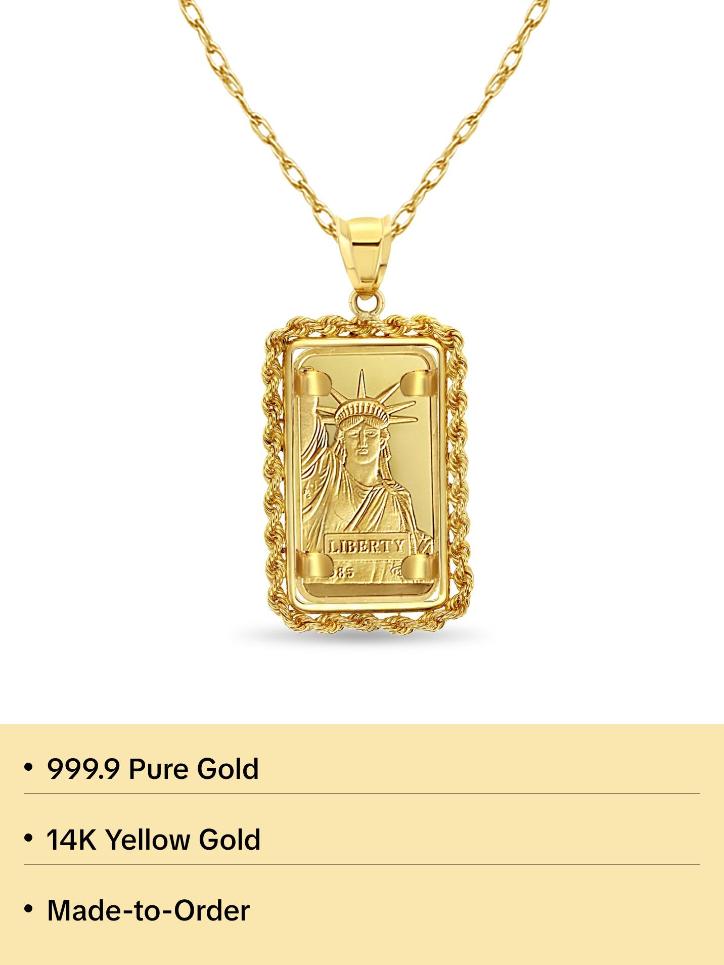 20 Gram Credit Suisse Gold Bar with Rope Bezel 14k Yellow Gold