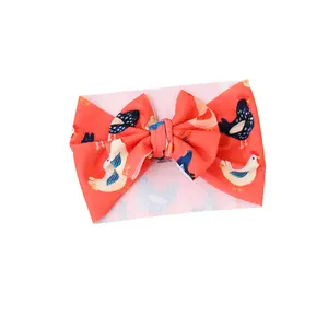 Penny Chickens HEADWRAP - Soft Bullet Fabric Poly Spandex Blend Bow for Babies 6 Months and Up Super Stretchy and Adjustable