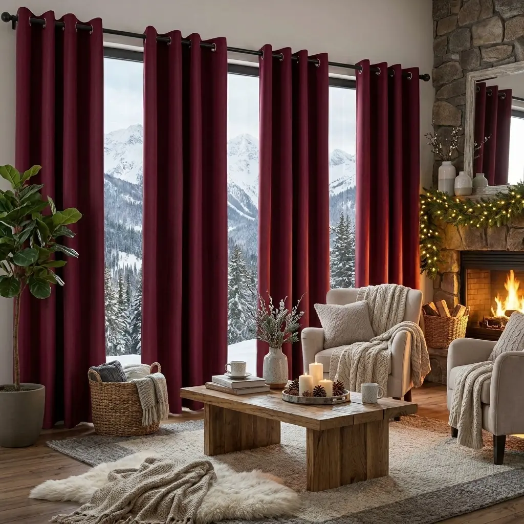 4-piece set of polyester blackout curtains with  blackout, thermal insulation, noise reduction, privacy protection, cable ring top, modern style, balcony, bedroom universal