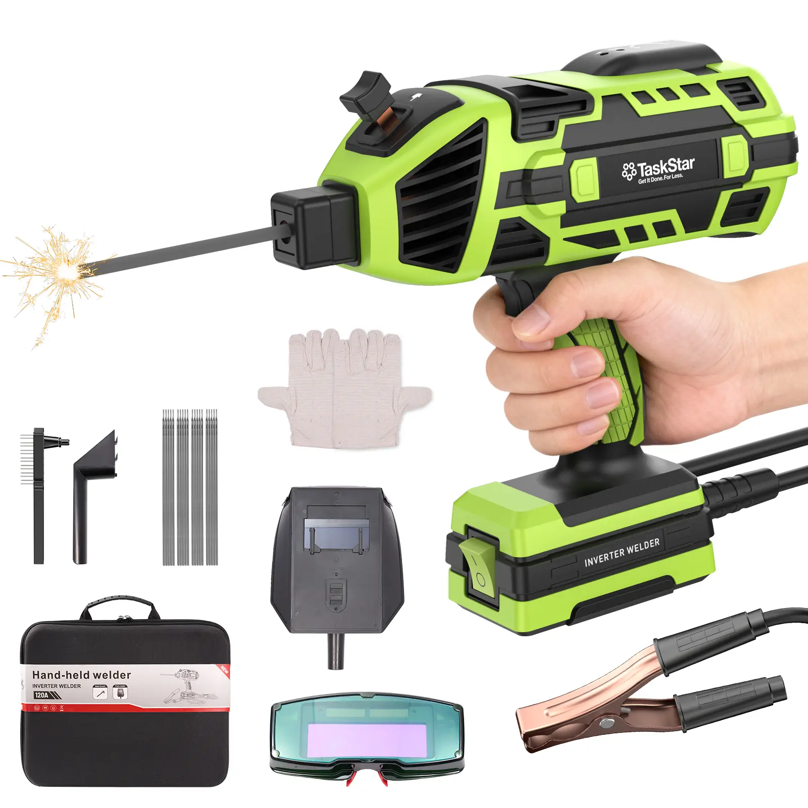 TaskStar 120A Portable Handheld ARC Welder Kit, 110V Stick Welding Machine