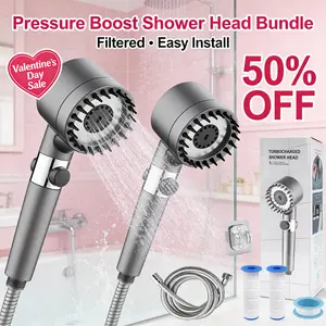 Valentines Day Deal High Pressure Pressure Boost Handheld Shower Head Filtered 5 Filters Included Easy Install Turbocharged
