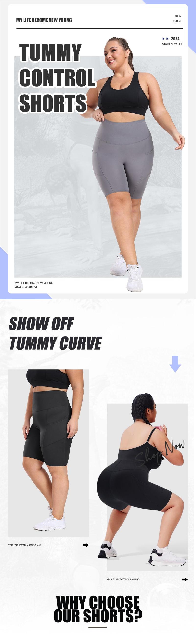 [Size up recommended] Viconow Tummy Control Workout Shorts for Women with Pockets - High Waist Bike Shorts for Gym Workout Athletic