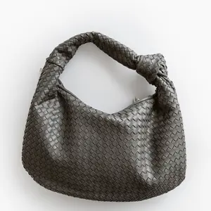 Grey Woven Knot Shoulder Purse BAG001