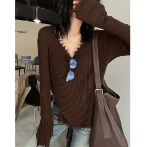 JCCC Women's Knitted long-Sleeved Top Women's Undershirt Long Sleeve SlimRound Neck Slim Fit Streetwear Basic Minimalist Womenswear Top Spring Fashion Underscrubs Layer Slim Fit Y2K Tops Soft Fabric Essential