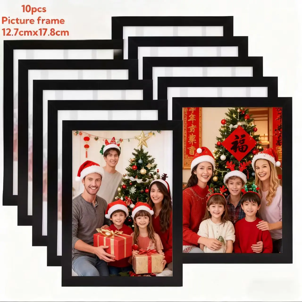 10-Piece Black Photo Frame Set (5x7/8x10 Sizes), Wall-Hanging or Desktop Display, Ideal for Family Photos, Home Decor and Living Room Decorations