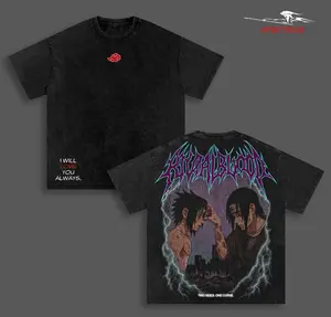 Uchiha Tee Washed – Naruto Vintage Washed Heavy Cotton Oversized Anime Manga T-Shirt Double Printed Retro Unisex Streetwear Graphic Top
