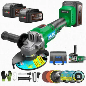 AKSC 20V Max Brushless Cordless Angle Grinder 4-1/2", 9500 RPM Power Grinder Tool with 6.0Ah Battery & Charger, 3-Speed, LED Light & Tool Stand, Professional Electric Grinder Kit for Cutting, Sanding, Polishing