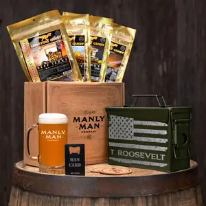 Booze Infused Jerky Ammo Can Gift Basket - Set of Curated Beef Jerky Bags